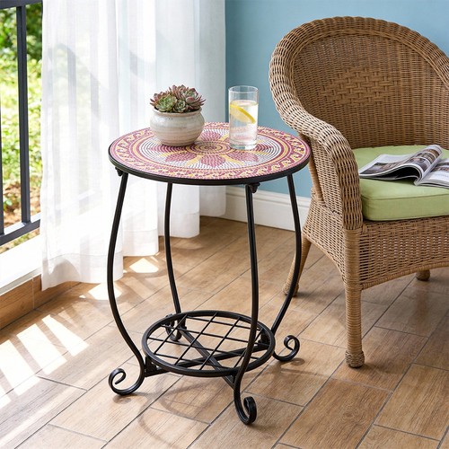 Outdoor mosaic bistro - mosaic, round