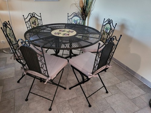 Wrought iron table - , and