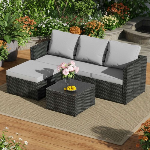 Garden rattan furniture set - garden,