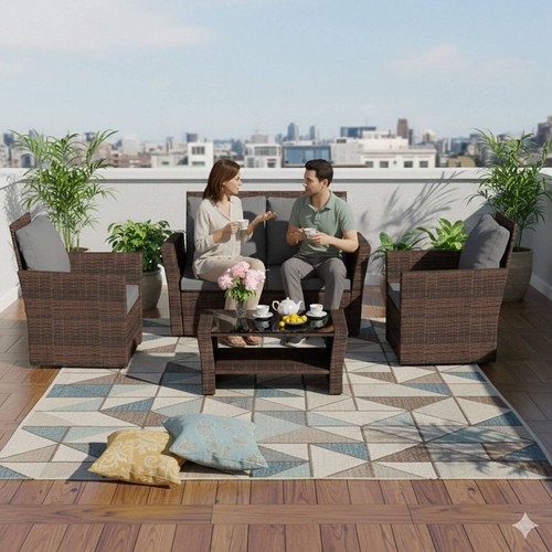 Rattan furniture set 4pcs - rattan,